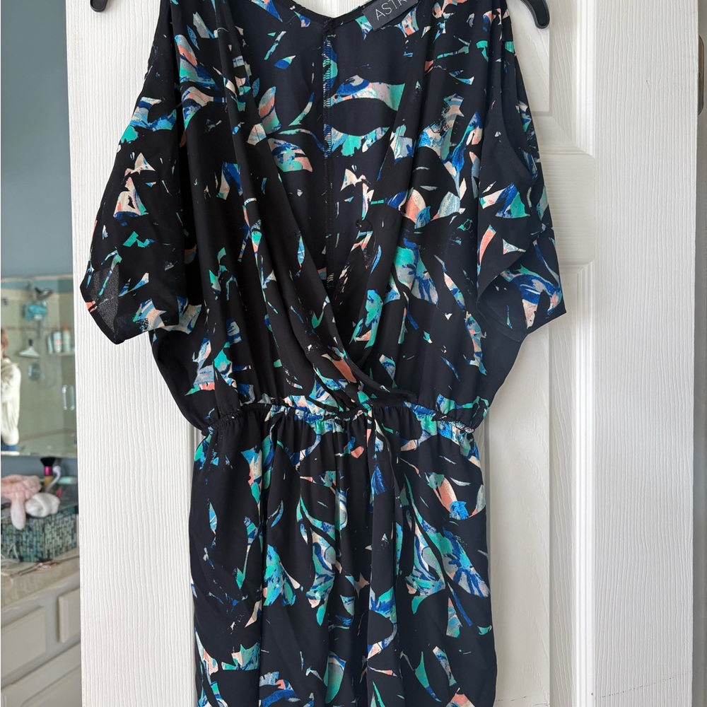 ASTR Women's Black Patterned Romper